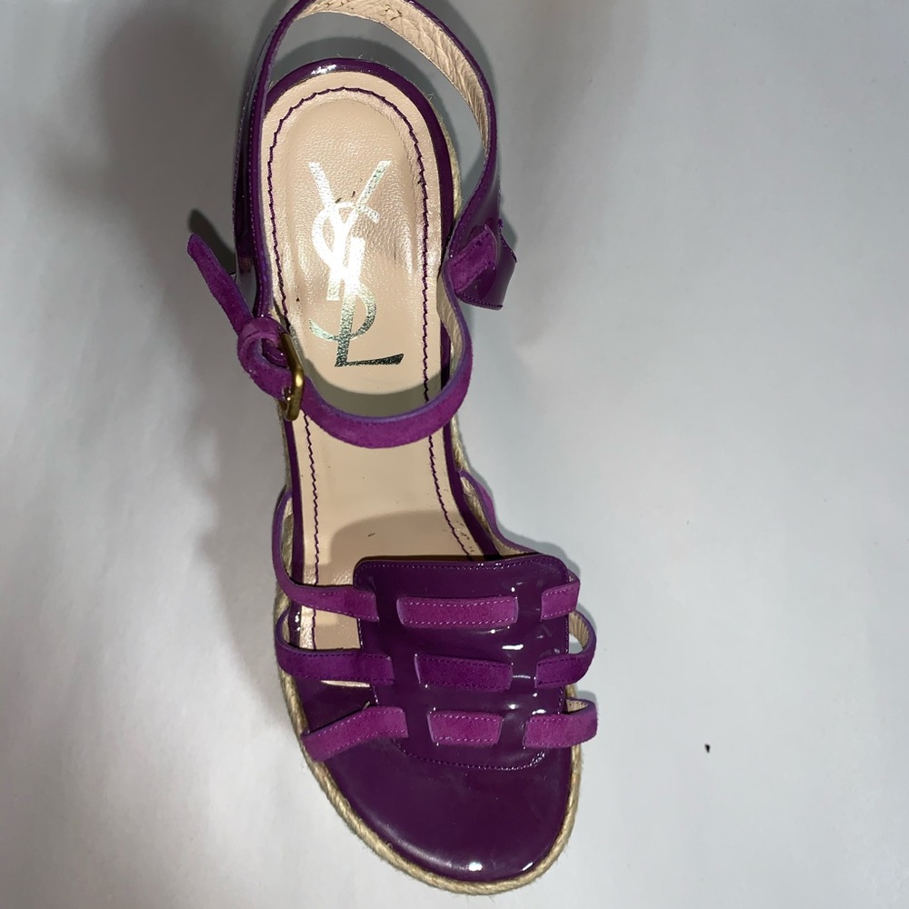 auth SAINT LAURENT purple suede/patent leather - Picture 6 of 8